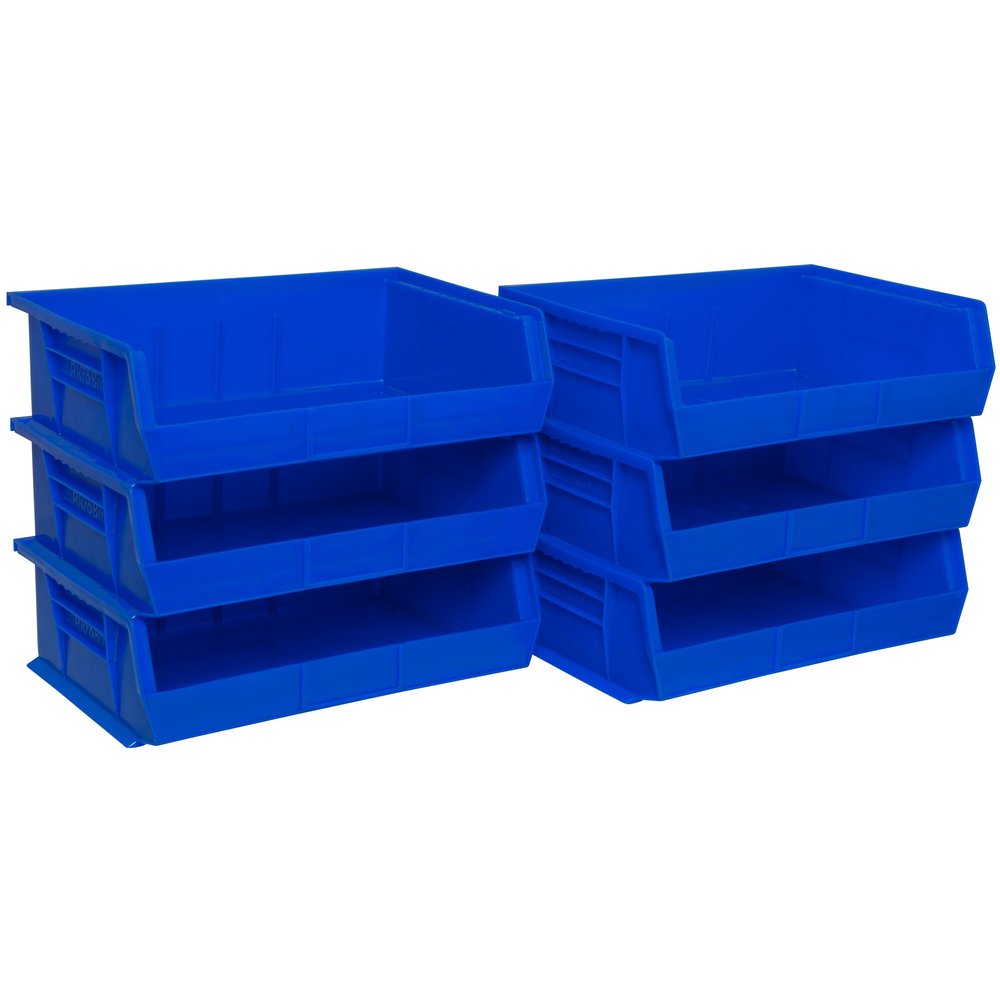 Akro-Mils 30255 AkroBins Plastic Storage Bins, 11"x16"x5", Blue, 6-Pack