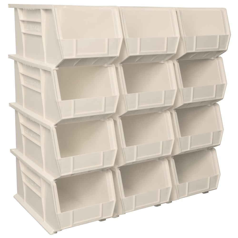 Akro-Mils 30240 AkroBins Plastic Storage Bins, 15"x8"x7", Stone, 12-Pack