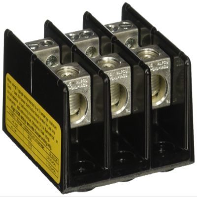 Eaton Bussmann Series 16220-3 Power Distribution Block, 600 Vac, 600 Vdc, 175 A, Three-Pole, SCCR: 10 kAIC, Black, Molded Thermoplastic