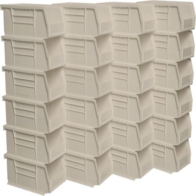 Akro-Mils 30220 AkroBins Plastic Hanging Stackable Storage Organizer Bin, 7-Inch x 4-Inch x 3-Inch, Stone, 24-Pack