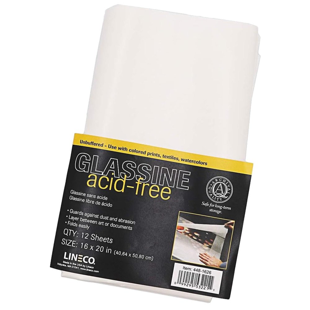 Lineco, 16x20 Glassine Sheets, Acid-Free Unbuffered Interleaving Tissue, White