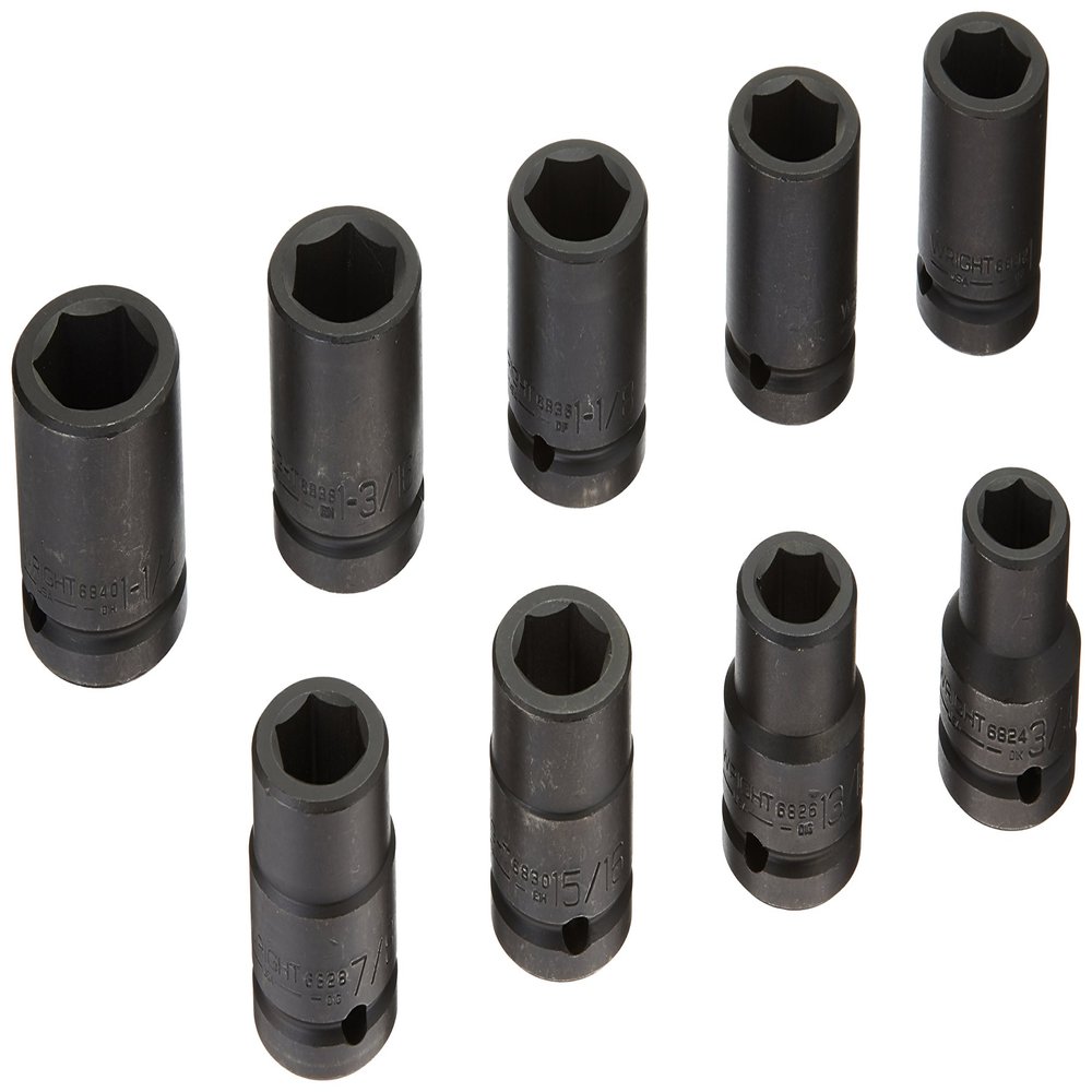 3/4" Drive 9 pc Set 6 Point Impact Socket 3/4" 1 1/4"