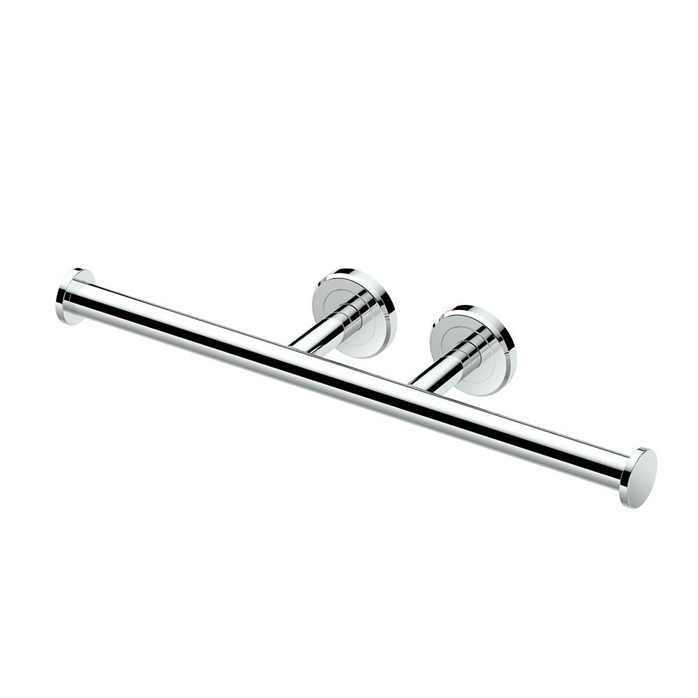 Gatco 4243A Latitude II Double Toilet Paper Holder, Wall Mounted Dual Roll Tissue Holder, Chrome