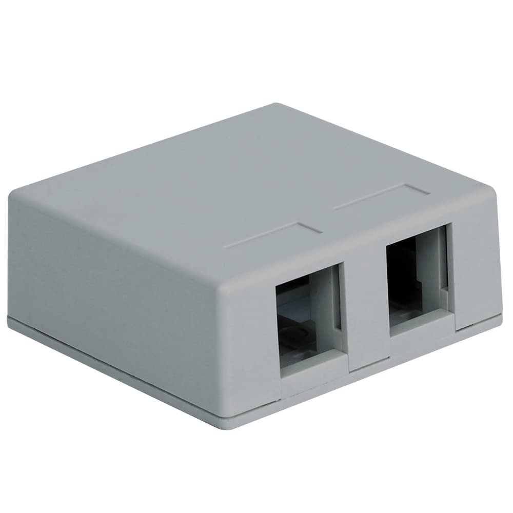 ICC 2-Port Surface Mount Box for Slim/Wide Keystone Jacks, Gray, 1-Pack