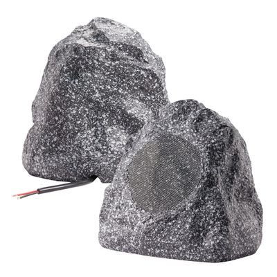 Theater Solutions 2R4G Outdoor Granite Rock 2 Speaker Set for Deck Pool Spa Patio Garden