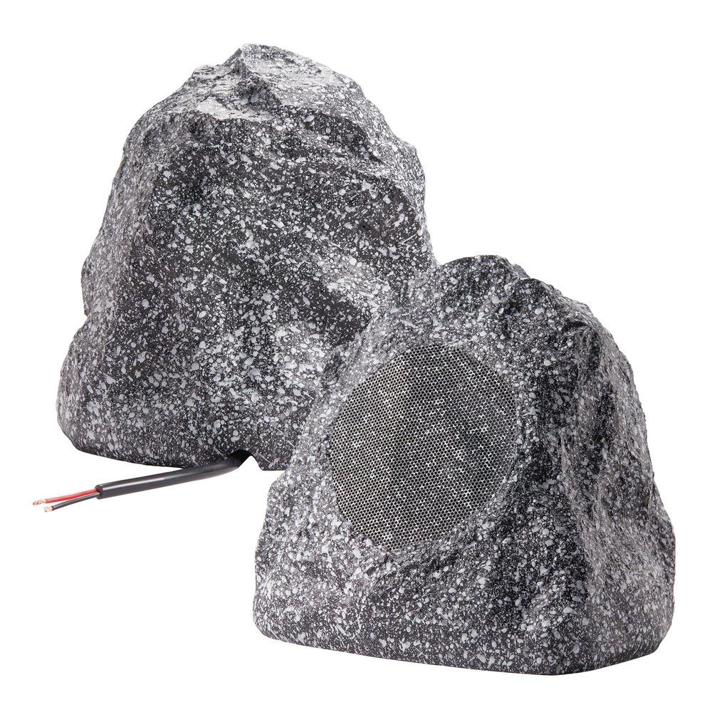 Theater Solutions 2R4G Outdoor Granite Rock 2 Speaker Set for Deck Pool Spa Patio Garden