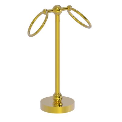 Allied Brass GL-53-PB Vanity Top 2 Ring Guest Towel Holder, Polished Brass