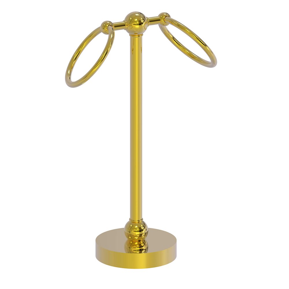 Allied Brass GL-53-PB Vanity Top 2 Ring Guest Towel Holder, Polished Brass