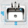 Houzer Stainless Steel 2522-8BS3-1 Glowtone Series Kitchen Sink - 25" Topmount Drop In Multipurpose Sink, Single Bowl Basin, 3 Hole, Ideal for Workstation, RV, Outdoor Kitchen, or Bar view 3