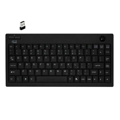 ADESSO WKB-3100UB Wireless Mini Trackball Keyboard - Compact 87-Key Layout, Built-in 800 DPI Optical Trackball, 24GHz RF Wireless Technology, USB Interface, 30-Foot Range