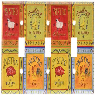 Art Plates - Bistro Signs Switch Plate - Triple Toggle