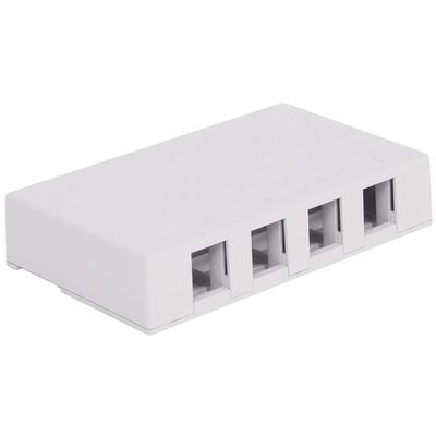 ICC 4-Port Surface Mount Box for Slim/Wide Keystone Jacks, White, 1-Pack