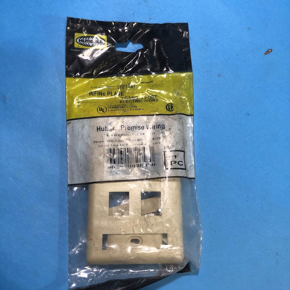 Hubbell Incorporated IFP14EI Face Plate Rear-loading 4 Port Single Gang Electric Ivory