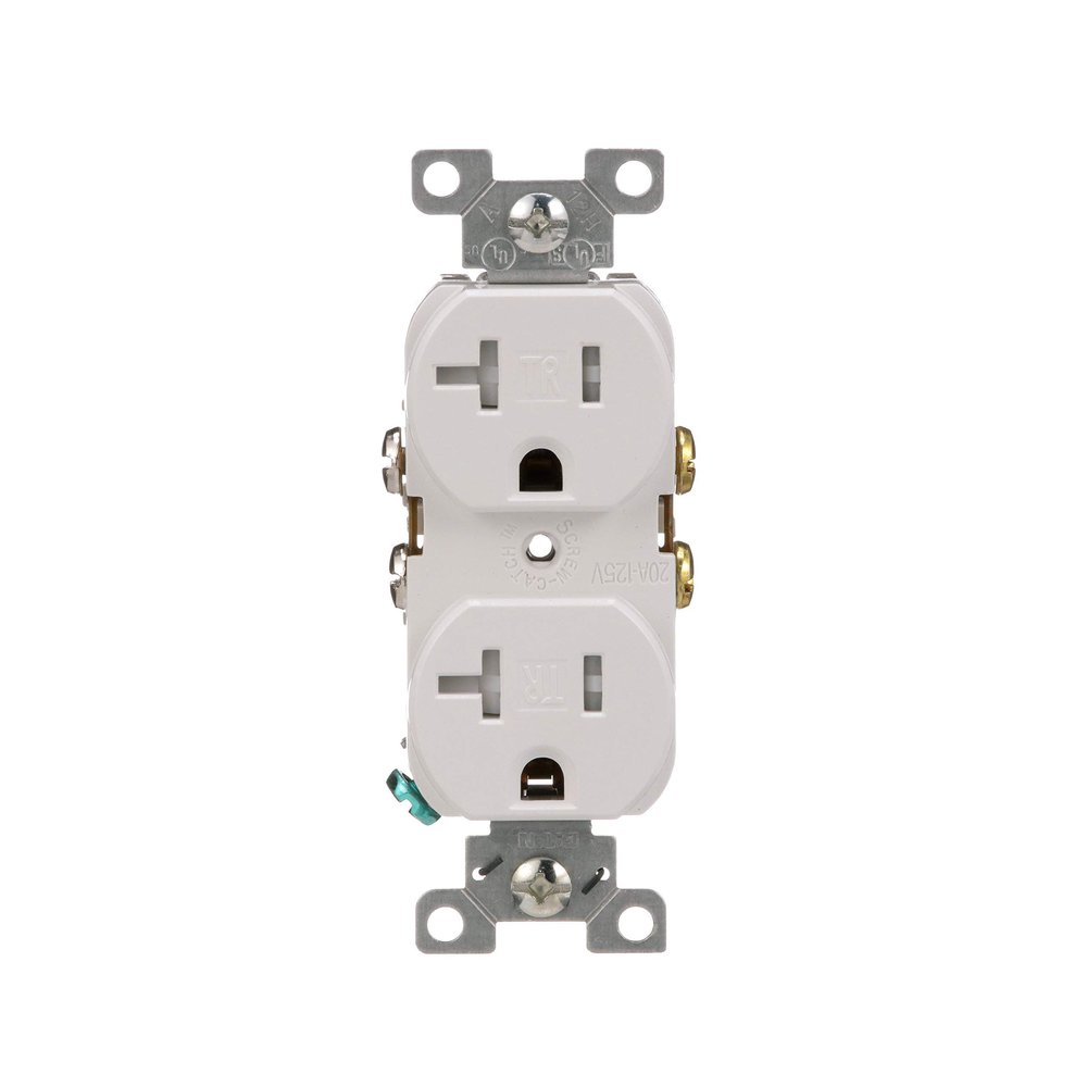 Eaton TRBR20W-BXSP 20-Amp 3-Wire 125-Volt Tamper Resistant Commercial Grade Duplex Receptacle 2-Pole, White