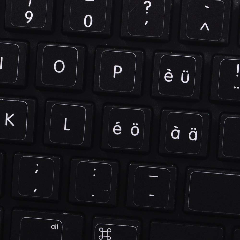 MAC Swiss MULTILINGUAL Keyboard Stickers ON Black Background