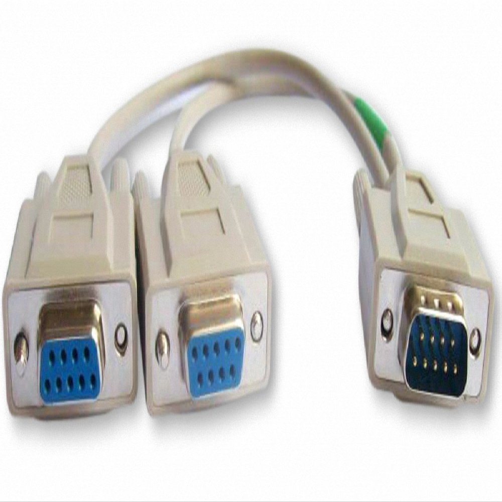 Your Cable Store 1 Foot DB9 9 Pin Serial Port Y Cable 1 Male / 2 Female RS232