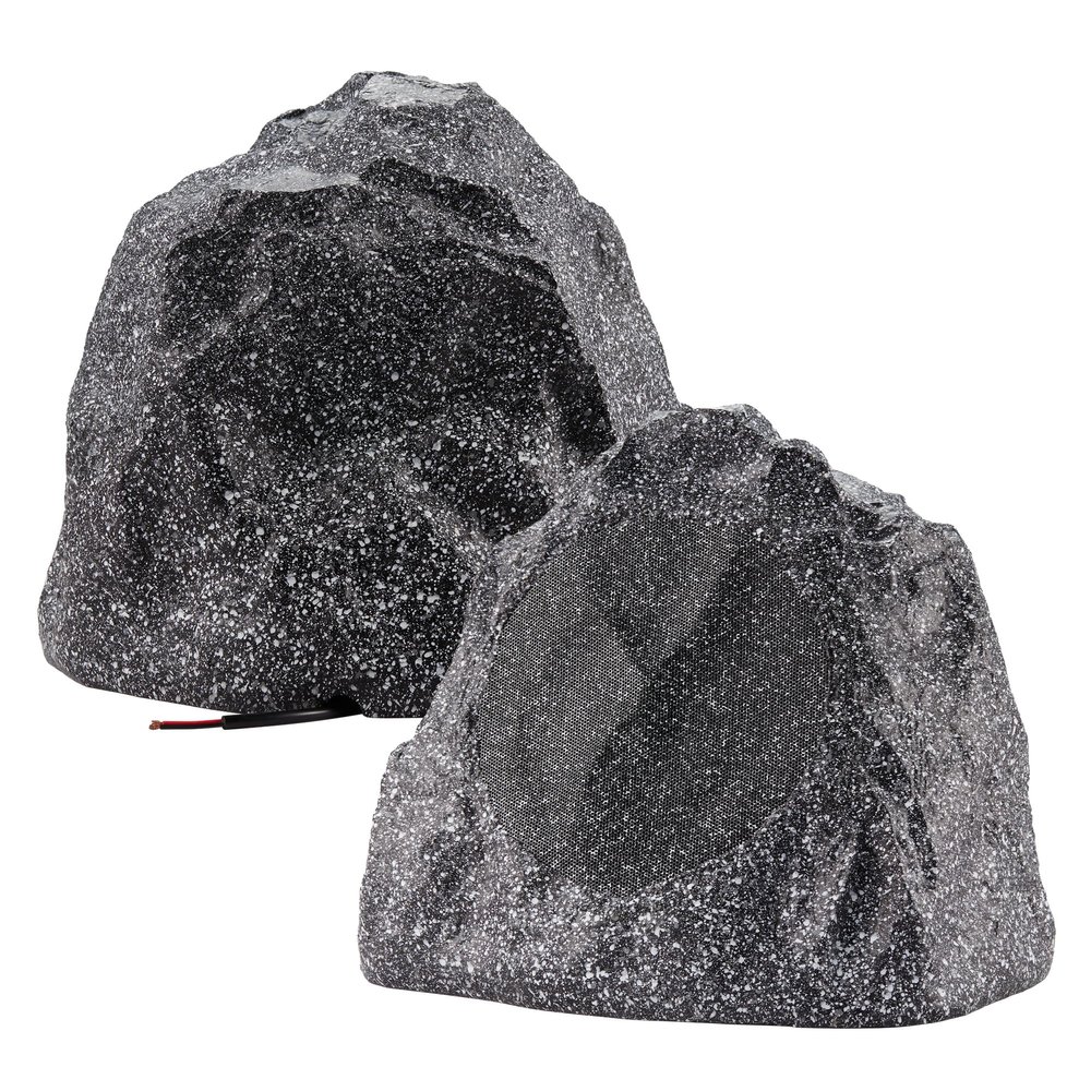 Theater Solutions 2R8G Outdoor Granite 8" Rock 2 Speaker Set for Deck Pool Spa Yard Garden