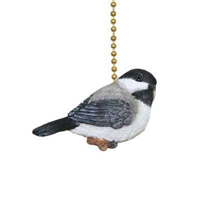 Clementine Designs Chickadee Little Bird Ceiling Fan Pull Chain Light Decorative Extension with 6" Gold Accent Chain, 3D Resin Design