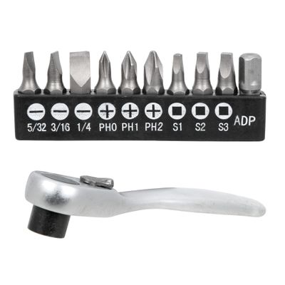 Performance Tool W9127 72-Tooth Mini Ratchet & Bit Set with Chrome Vanadium Steel Construction and 10pc Bits