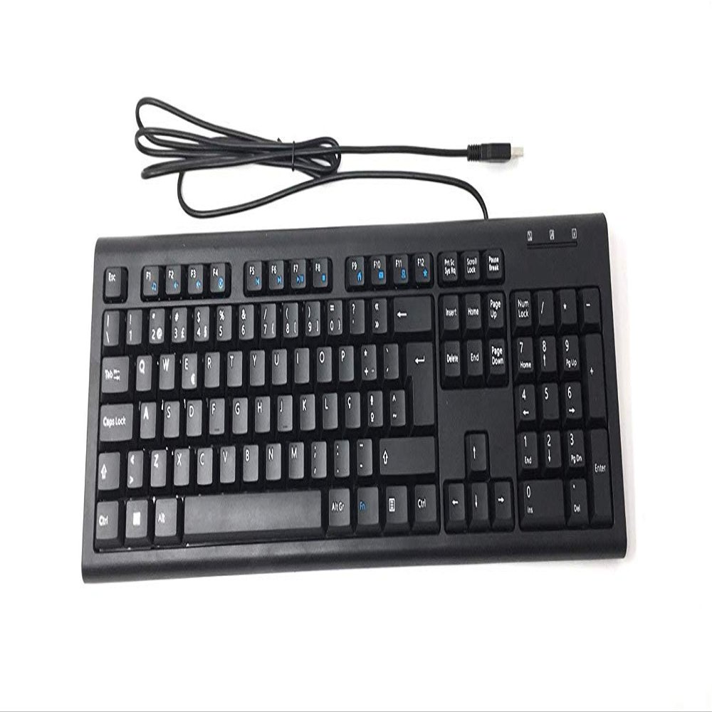 SimplyPlugo Portuguese Wired USB Keyboard (Black Keys White Letters or Characters) for Windows