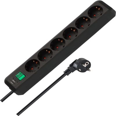 Brennenstuhl - Eco-Line Power Strip with Switch - 6 sockets - 1.5 m Black