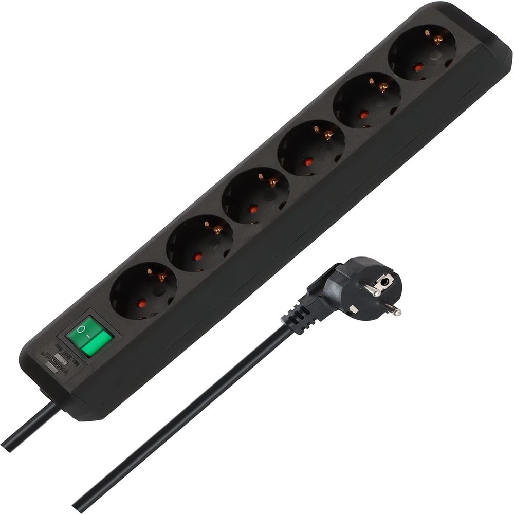 Brennenstuhl - Eco-Line Power Strip with Switch - 6 sockets - 1.5 m Black