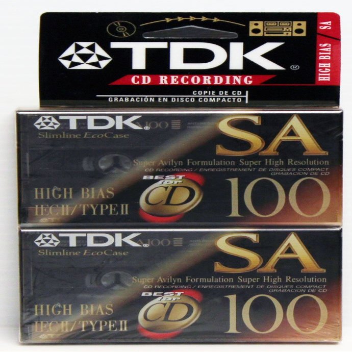 TDK SA100 High Bias IECII/TYPEII 2 pack Cassette Tapes