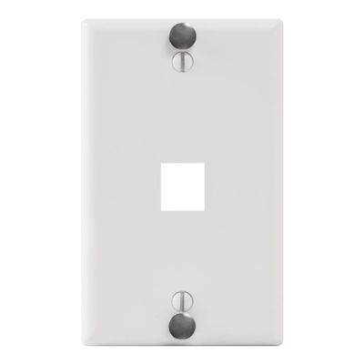 ICC 1-Port Keystone Wall Plate (1 Pack), UL Listed, Durable ABS Plastic with Telephone Hanging Standoffs, Single Gang Wall Plate for RJ45, RJ11/RJ12 6P6C Jack, White