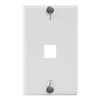 ICC 1-Port Keystone Wall Plate (1 Pack), UL Listed, Durable ABS Plastic with Telephone Hanging Standoffs, Single Gang Wall Plate for RJ45, RJ11/RJ12 6P6C Jack, White view 1