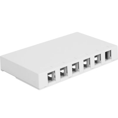 ICC 6-Port Surface Mount Box for Slim/Wide Keystone Jacks, White, 1-Pack