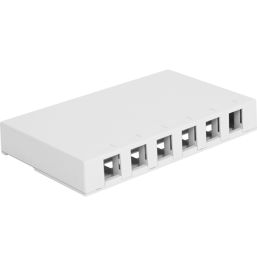 ICC 6-Port Surface Mount Box for Slim/Wide Keystone Jacks, White, 1-Pack