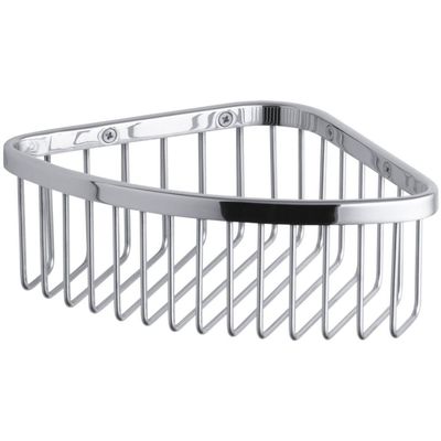 KOHLER 1896-S Corner Shower Basket, Medium, Corrosion Resistant, Mounting Hardware Included, Durable, Polished Stainless Steel
