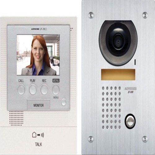 Aiphone JFS-2AEDF Audio/Video Intercom System with Flush-Mount Door Station with Stainless Steel Faceplate for Single Door, Accepts an Additional Door Station and Up to Two Sub-Master Stations