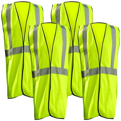 OccuNomix ECO-G-Y2/3X High Visibility Value Solid Standard Hook & Loop Safety Vest, Class 2, 100% ANSI Polyester Tricot, 2X-Large / 3X-Large, Yellow