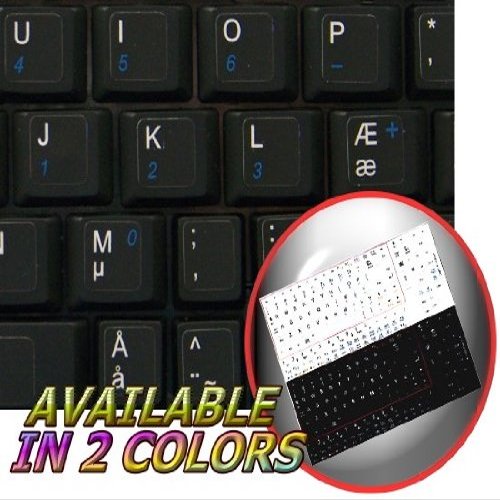 4Keyboard Danish Netbook Keyboard Stickers Black Background