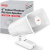 Pyle Indoor / Outdoor PA Horn Speaker - 6" PA Speaker With 8 Ohms Impedance & 50 Watts Peak Power - Mounting Bracket & Hardware Included - Pyle PHSP4 White view 1