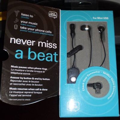 fonetunes for Mini USB -Listen to Music W/O Missing A Call Headphones + Microphone