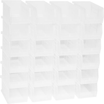Akro-Mils 30220 AkroBins Plastic Hanging Stackable Storage Organizer Bin, 7-Inch x 4-Inch x 3-Inch, Clear, 24-Pack