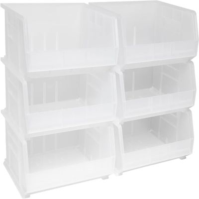 Akro-Mils 30250 AkroBins Plastic Storage Bins, 15"x16"x7", Clear, 6-Pack