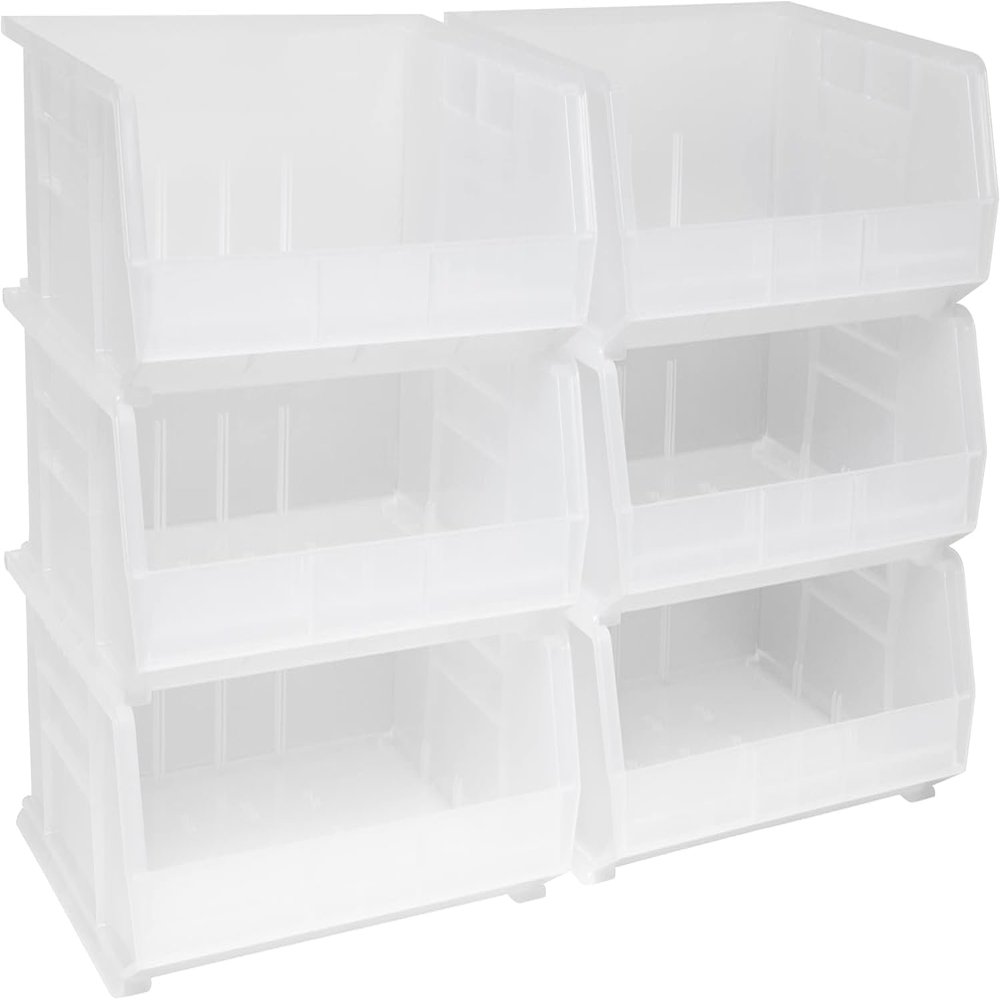 Akro-Mils 30250 AkroBins Plastic Storage Bins, 15"x16"x7", Clear, 6-Pack