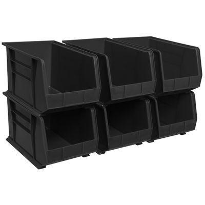 Akro-Mils 30260 AkroBins Plastic Storage Bins, 18"x11"x10", Black, 6-Pack