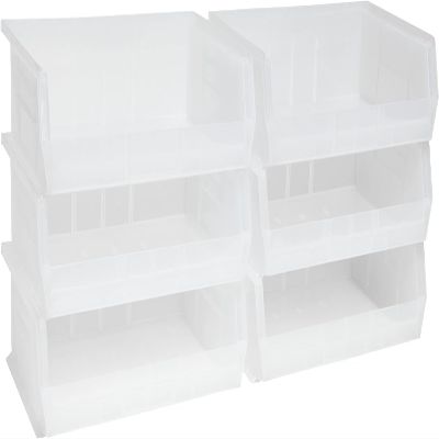 Akro-Mils 30255 AkroBins Plastic Storage Bins, 11"x16"x5", Clear, 6-Pack