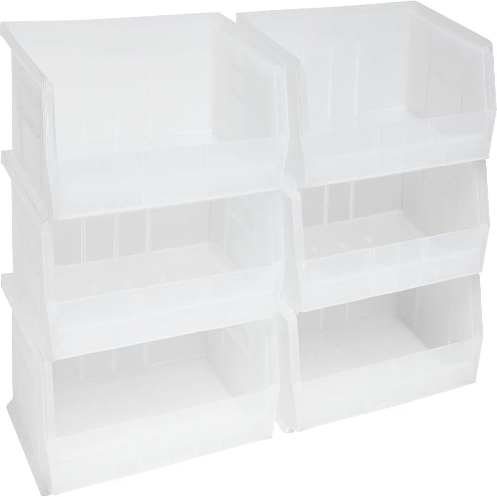 Akro-Mils 30255 AkroBins Plastic Storage Bins, 11"x16"x5", Clear, 6-Pack