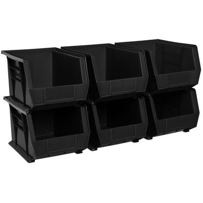 Akro-Mils 30239 AkroBins Plastic Storage Bins, 11"x8"x7", Black, 6-Pack