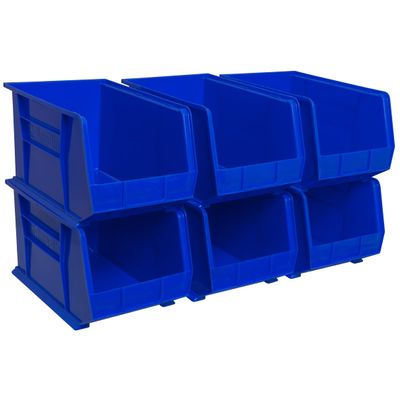 Akro-Mils 30260 AkroBins Plastic Storage Bins, 18"x11"x10", Blue, 6-Pack