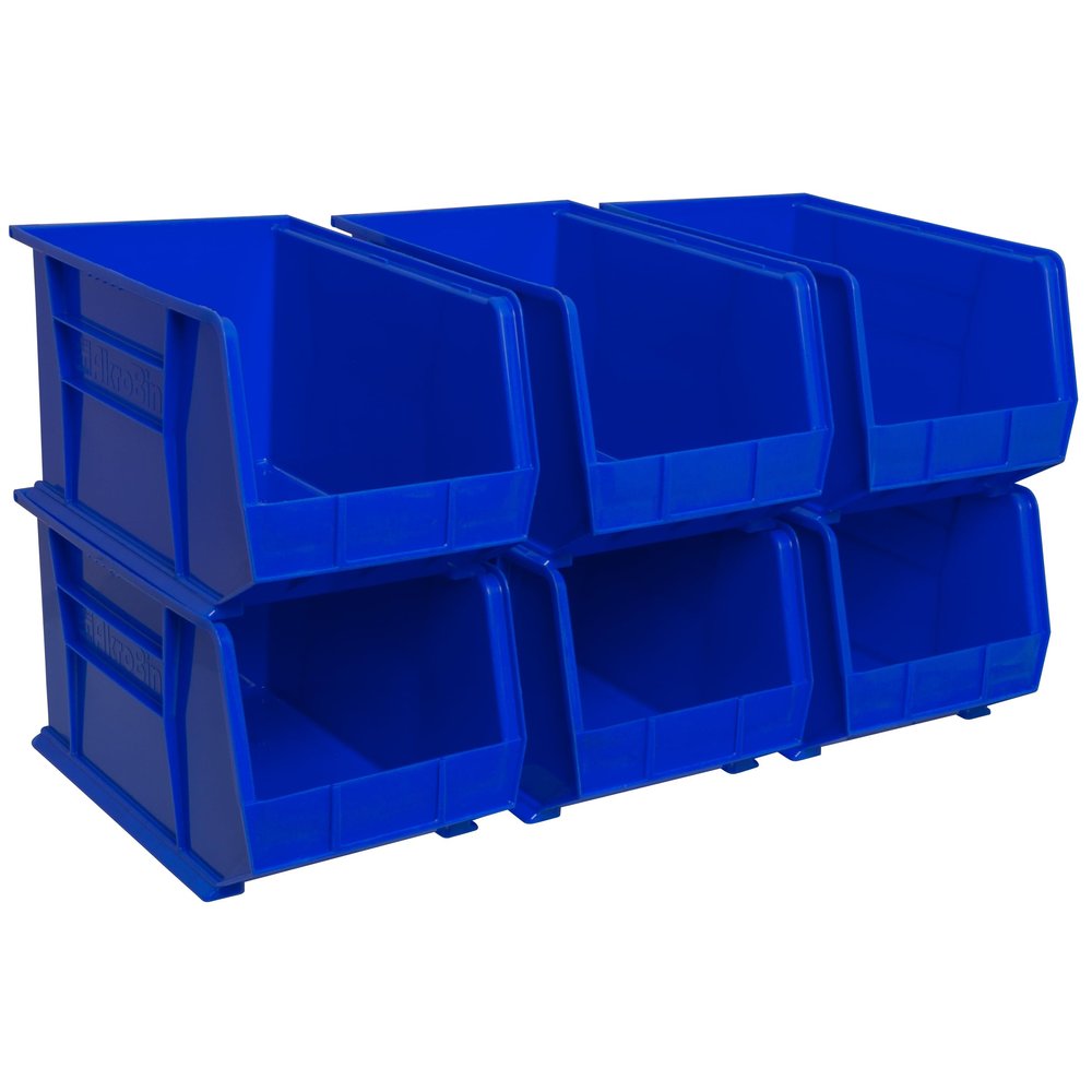 Akro-Mils 30260 AkroBins Plastic Storage Bins, 18"x11"x10", Blue, 6-Pack