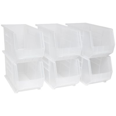 Akro-Mils 30260 AkroBins Plastic Storage Bins, 18"x11"x10", Clear, 6-Pack
