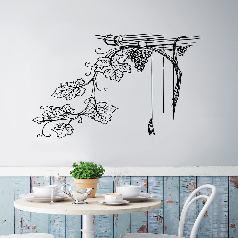 Kitchen Wall Decor. Decal for Dinning Room. Bathroom Wall Decor. Grape Vine Floral Decoration. Restaurant Decor. #276
