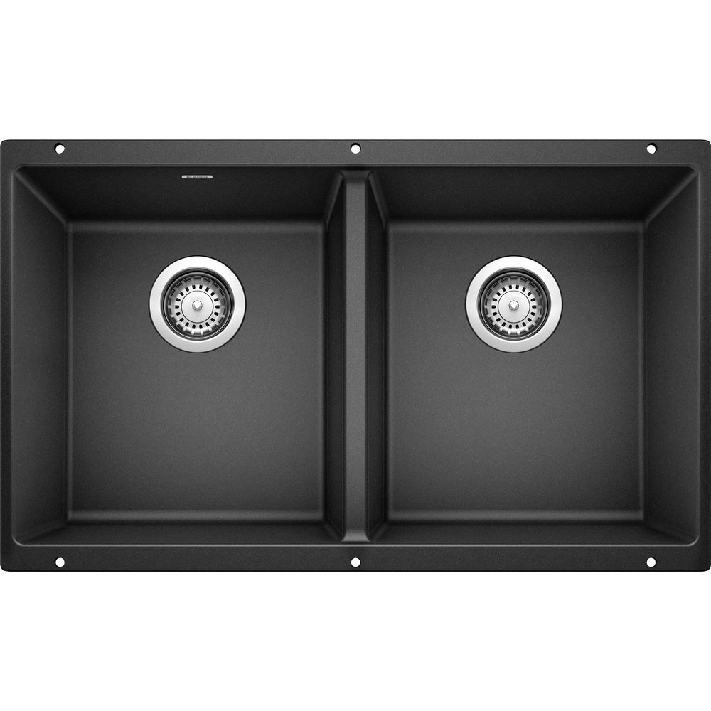 BLANCO 516322 Precis Silgranit 50/50 Double Bowl Undermount Kitchen Sink, 29.75" L X 18.11" W - Anthracite