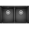 BLANCO 516322 Precis Silgranit 50/50 Double Bowl Undermount Kitchen Sink, 29.75" L X 18.11" W - Anthracite view 1